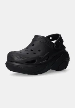Crocs papuci Bubble Crush Clog femei, culoarea negru, cu platforma, 210061 imagine