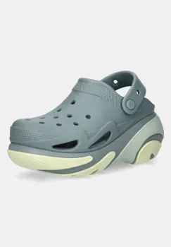 Crocs papuci Bubble Crush Clog femei, culoarea verde, cu platforma, 210061.3YO imagine