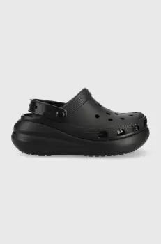 Crocs papuci Classic Crush Clog femei, culoarea negru, cu platforma imagine