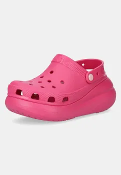 Crocs papuci Classic Crush Clog femei, culoarea roz, cu platforma, 207521.6ZQ imagine