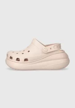 Crocs papuci Classic Crush Clog femei, culoarea roz, toc pana, 207521 imagine