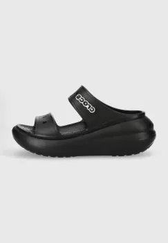 Crocs papuci Classic Crush Sandal femei, culoarea negru, cu platforma, 207670 imagine
