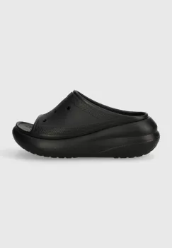 Crocs papuci Classic Crush Slide femei, culoarea negru, cu platforma, 208731 imagine