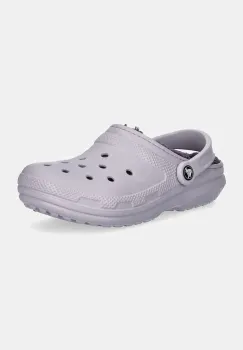 Crocs papuci Classic Lined Clog femei, culoarea roz, 203591 imagine