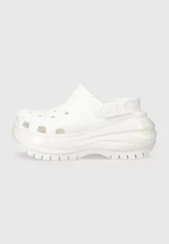 Crocs papuci Classic Mega Crush Clog femei, culoarea alb, cu platforma, 207988 imagine