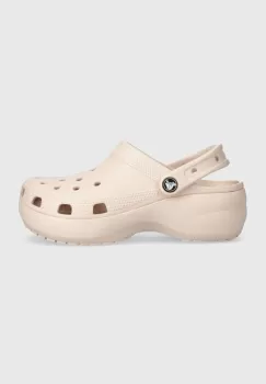 Crocs papuci Classic Platform Clog femei, culoarea roz, cu platforma, 206750 imagine