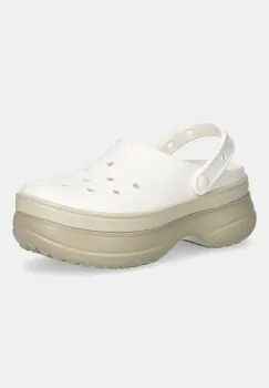 Crocs papuci Classic Stacked Clog culoarea bej, cu platforma, 211355 imagine