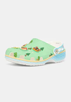 Crocs papuci copii CROCS CLASSIC ANIMAL CROSSING CLOG culoarea verde, 210113 imagine