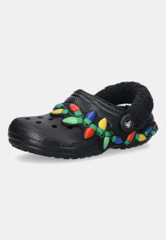 Crocs papuci de casa Classic Lined Holiday Lights Clog culoarea negru, 212054 imagine