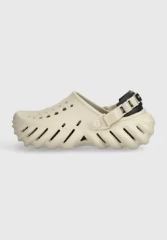 Crocs papuci Echo Clog femei, culoarea bej, cu platforma, 207937 imagine