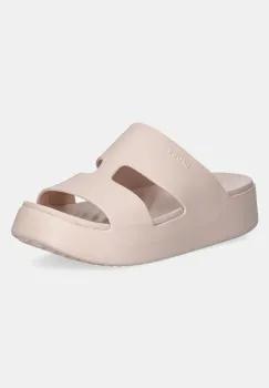 Crocs papuci Getaway Platform H - Strap femei, culoarea bej, cu platforma, 209409-6UR imagine