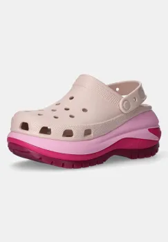 Crocs papuci Mega Crush Matte Clog femei, culoarea roz, cu platforma, 210749 imagine