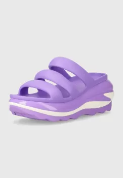 Crocs papuci Mega Crush Triple Strap femei, culoarea violet, cu platforma, 209842 imagine