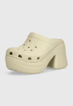 Crocs papuci Siren Clog femei, culoarea bej, cu platforma, 208547 imagine
