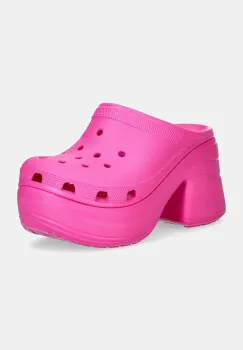 Crocs papuci Siren Clog femei, culoarea roz, cu toc drept, 208547 imagine