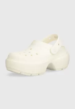 Crocs papuci Stomp Slide femei, culoarea bej, cu platforma, 209347.0WV imagine