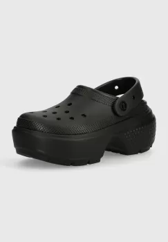 Crocs papuci Stomp Slide femei, culoarea negru, cu platforma, 209347.001 imagine