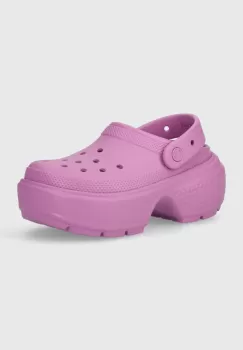 Crocs papuci Stomp Slide femei, culoarea violet, cu platforma, 209347.6WQ imagine