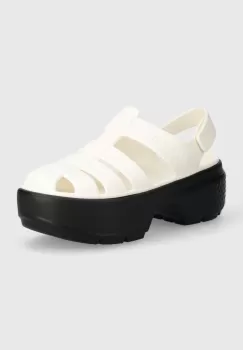 Crocs sandale Stomp Fisherman Sandal femei, culoarea alb, cu platforma, 209938 imagine