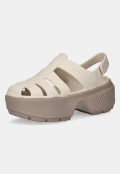 Crocs sandale Stomp Fisherman Sandal femei, culoarea bej, cu platforma, 209938-0LL imagine