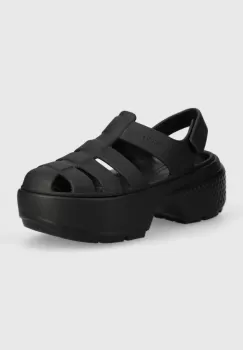 Crocs sandale Stomp Fisherman Sandal femei, culoarea negru, cu platforma, 209938 imagine