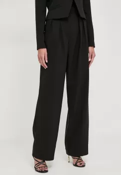 Custommade pantaloni femei, culoarea negru, drept, high waist imagine