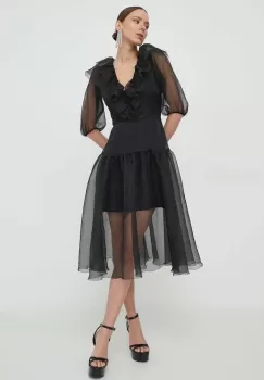 Custommade rochie culoarea negru, midi, evazati imagine