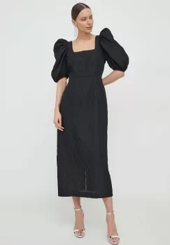 Custommade rochie culoarea negru, midi, evazati imagine