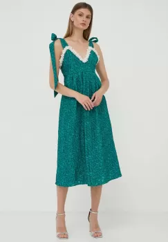 Custommade rochie culoarea verde, midi, evazati imagine