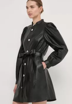 Custommade rochie de piele culoarea negru, mini, mulata imagine