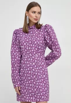 Custommade rochie din bumbac culoarea violet, mini, evazati imagine