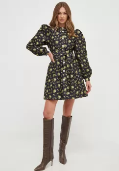 Custommade rochie Lynett Jacquard culoarea albastru marin, mini, evazati imagine