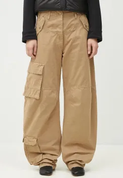 DARKPARK pantaloni de bumbac Rosalind culoarea bej, fitcargo, high waist, WTR04.FAP05.008501 imagine