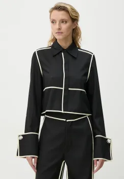 Day Birger et Mikkelsen camasa de lana Tessa - Refined Suiting Blend culoarea negru, cu guler clasic, regular, DAY65243500 imagine