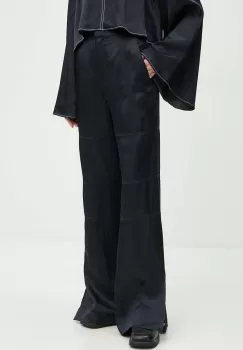 Day Birger et Mikkelsen pantaloni din amestec de in Jonas - High Shine Blend RD culoarea albastru marin, lat, high waist, DAY65243257 imagine