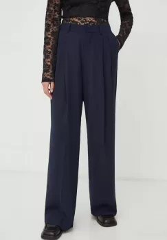 Day Birger et Mikkelsen pantaloni femei, culoarea albastru marin, lat, high waist imagine