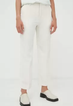 Day Birger et Mikkelsen pantaloni femei, culoarea bej, drept, high waist imagine