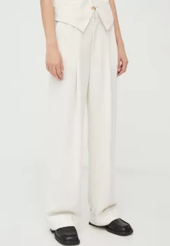 Day Birger et Mikkelsen pantaloni femei, culoarea bej, lat, high waist imagine