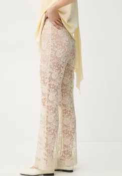 Day Birger et Mikkelsen pantaloni Toby femei, culoarea bej, evazati, high waist, DAY65243765 imagine