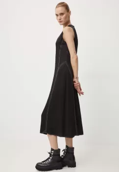 Day Birger et Mikkelsen rochie Becca - Fluid Viscose RD culoarea negru, midi, drept, DAY65243203 imagine