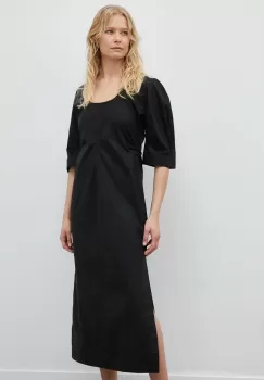 Day Birger et Mikkelsen rochie din bumbac Megan culoarea negru, midi, drept imagine