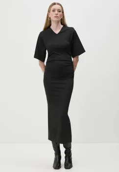 Day Birger et Mikkelsen rochie Margaret - Modern Interlock culoarea negru, maxi, mulata, DAY65243428 imagine