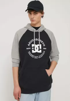 DC bluza barbati, culoarea gri, cu gluga, cu imprimeu imagine