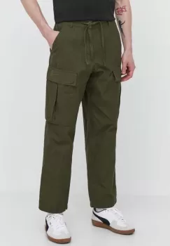 DC pantaloni de bumbac culoarea verde, drept, ADYNP03077 imagine