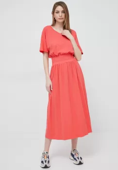 Deha rochie din bumbac culoarea portocaliu, midi, evazati imagine