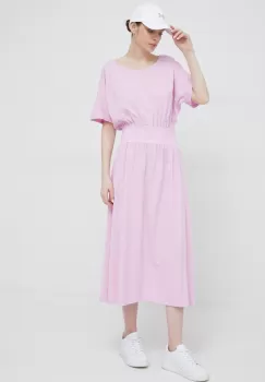 Deha rochie din bumbac culoarea roz, maxi, evazati imagine