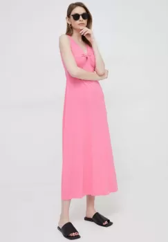 Deha rochie din bumbac culoarea violet, maxi, drept imagine