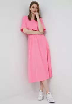 Deha rochie din bumbac culoarea violet, midi, evazati imagine