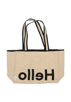 Design Letters geanta de bumbac Hello culoarea bej imagine