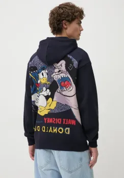 Desigual bluza ANSELMO-MICKEY barbati, culoarea negru, cu gluga, cu imprimeu, 24WMSK04 imagine